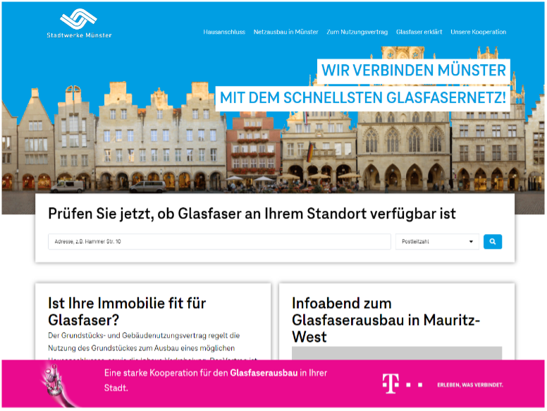 2021: Das aktuelle Kampagnenmotiv „Wir verbinden uns“ für das Ausbaugebiet Mauritz-West.