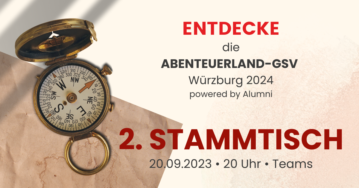 2. Alumni-Stammtisch 20.09.2023 um 20 Uhr - Abenteuerland-GSV Würzburg